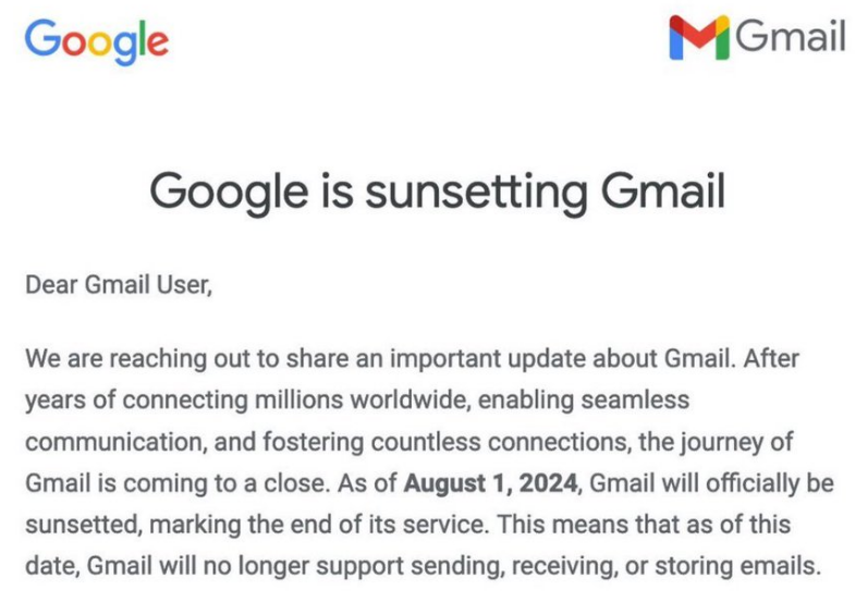 Google to Shut Down Gmail From August 2024